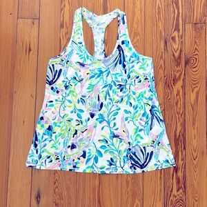 Lilly Pulitzer Luxletic Tank UPF 50+ Small Resort White Shell Beach